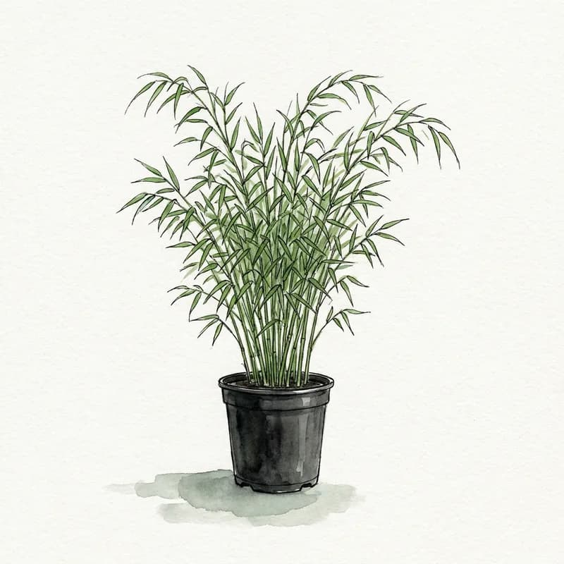 Större bambuplantor i kruka.
