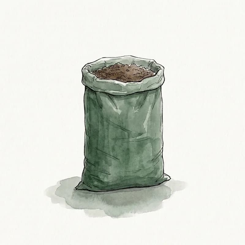 Säck med planteringsjord.